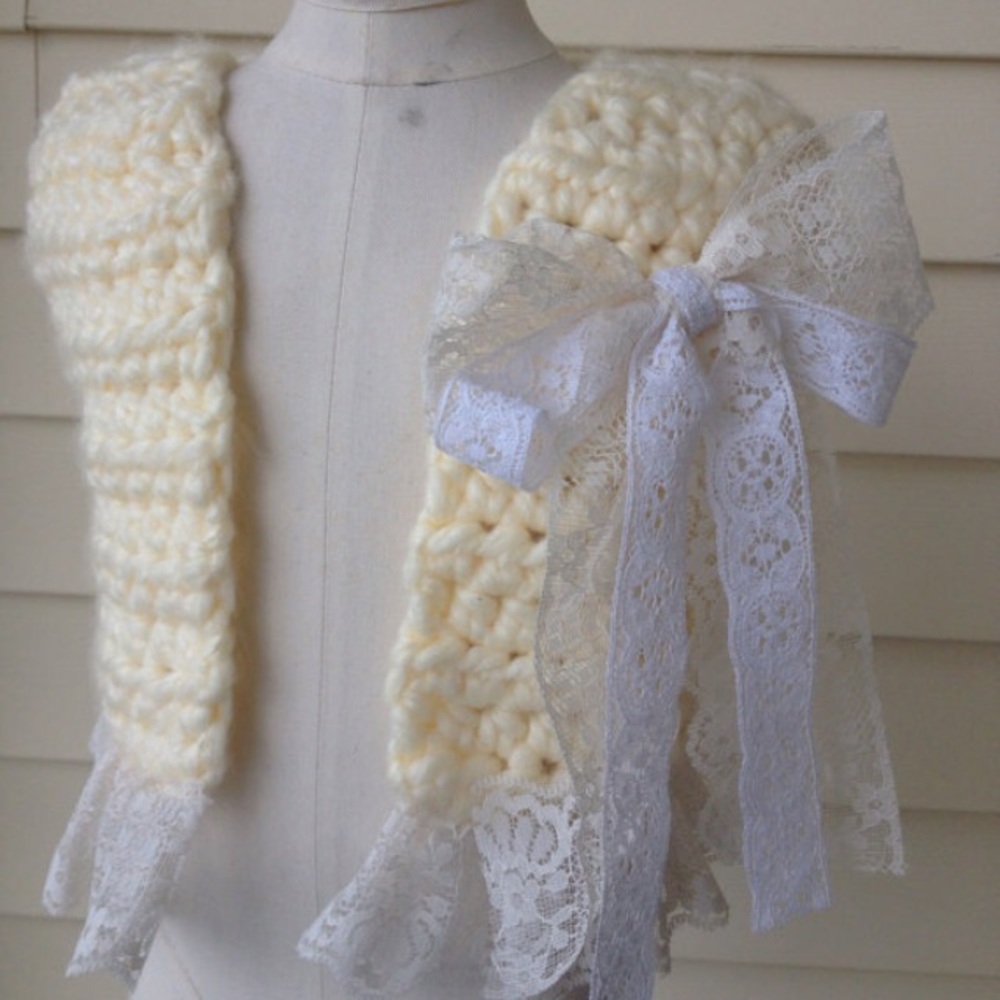 Dainty toddler vest, cream and white